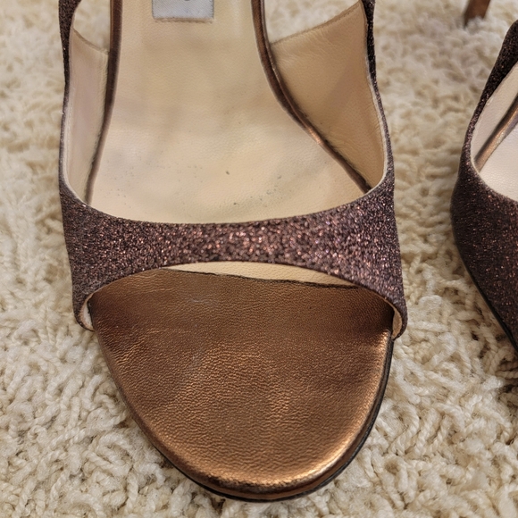 Jimmy Choo Bronze Paloma Lang 110 Glitter Sandals Size 10 - Picture 7 of 15
